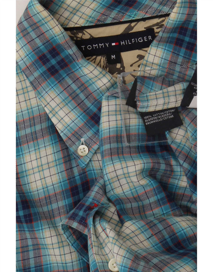 Tommy Hilfiger Mens Flannel Shirt Medium Blue Check Cotton