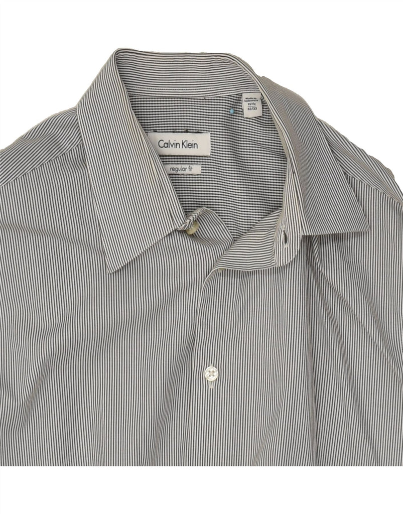 CALVIN KLEIN Mens Regular Fit Shirt Size 15 1/2 Medium Grey Pinstripe | Vintage Calvin Klein | Thrift | Second-Hand Calvin Klein | Used Clothing | Messina Hembry 