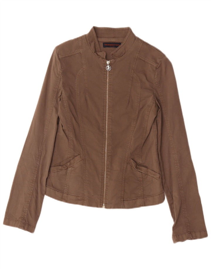 Trussardi Jeans Womens Bomber Jacket UK 8 Small Beige
