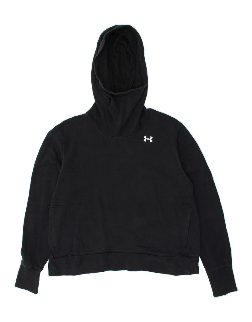UNDER ARMOUR Womens Hoodie Jumper UK 16 Large Black Cotton | Vintage Under Armour | Thrift | Second-Hand Under Armour | Used Clothing | Messina Hembry 