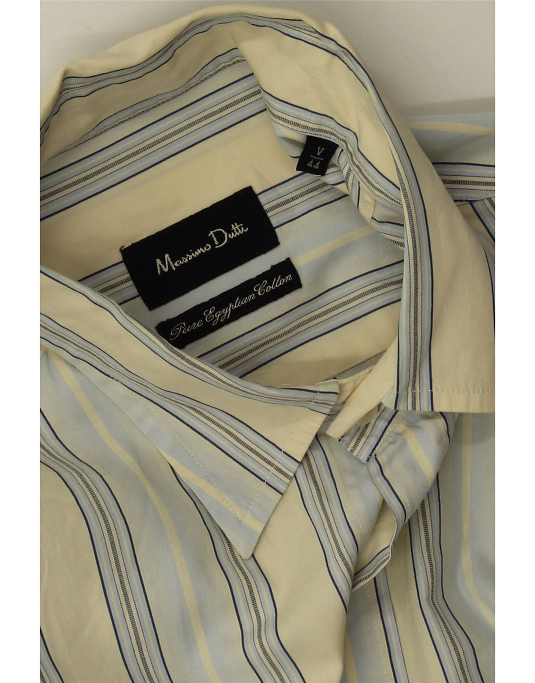 Massimo Dutti Mens Shirt EU 44 XS Yellow Striped