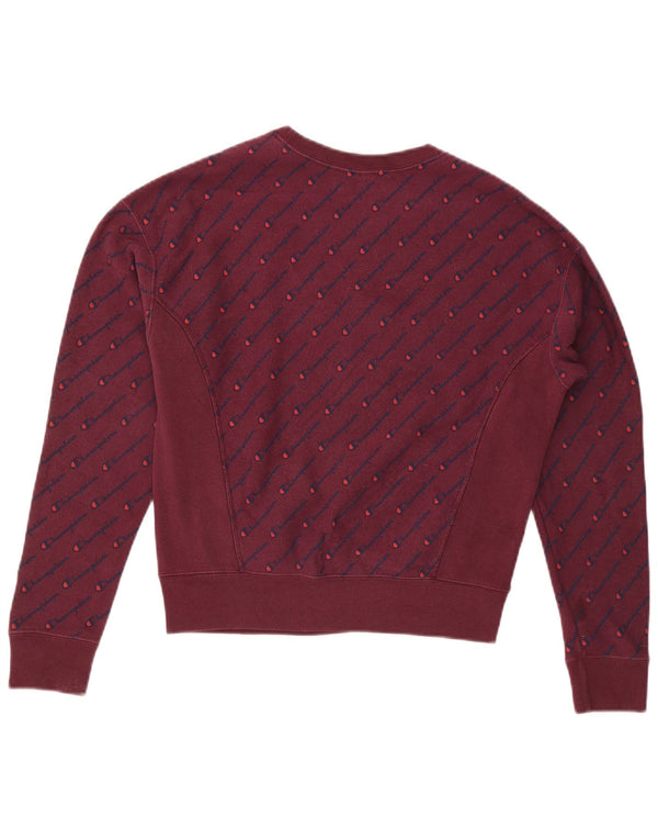 Champion Womens Graphic Oversized Sweatshirt Jumper UK 10 Small Burgundy
