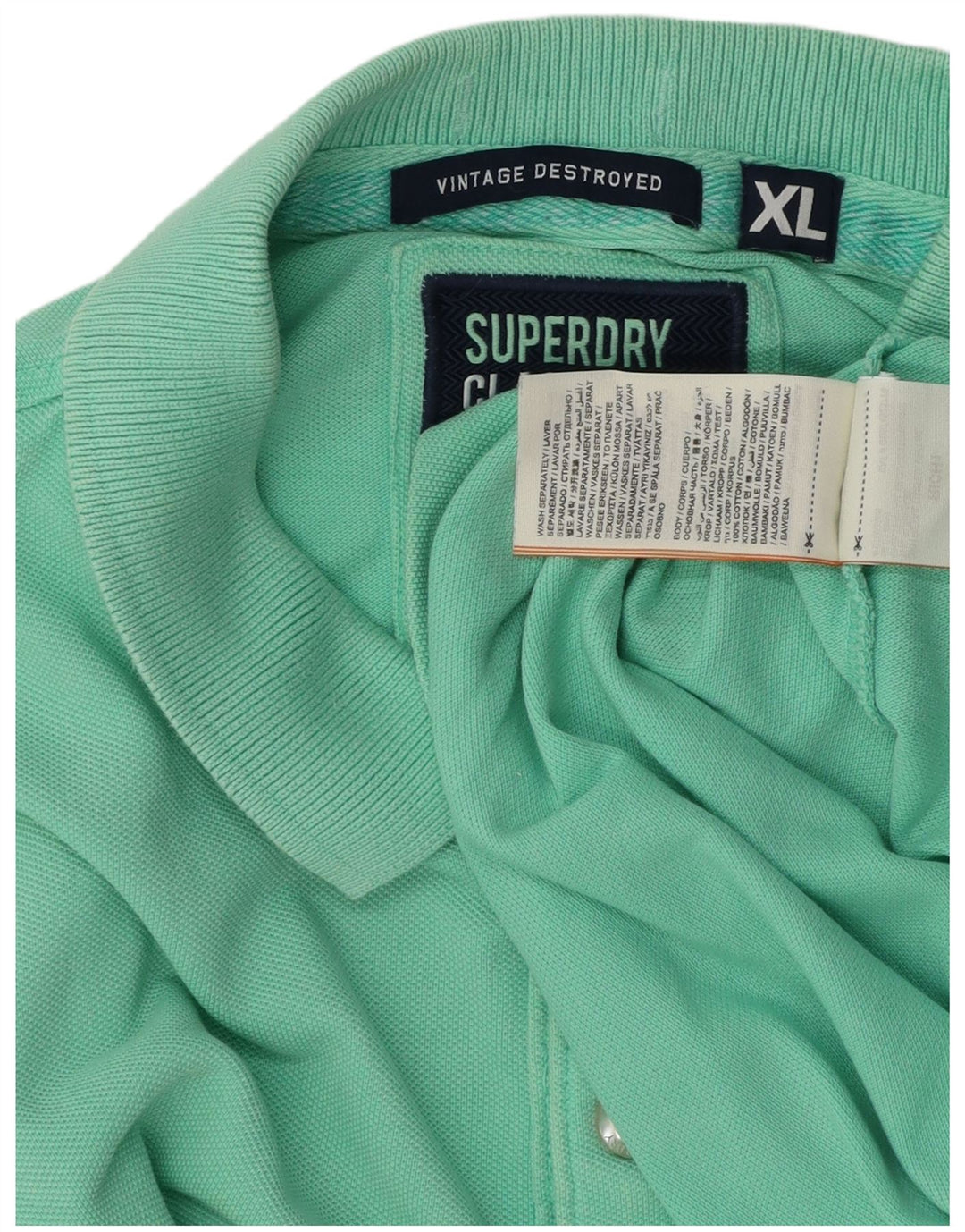 Superdry Mens Classic Fit Polo Shirt XL Green Cotton