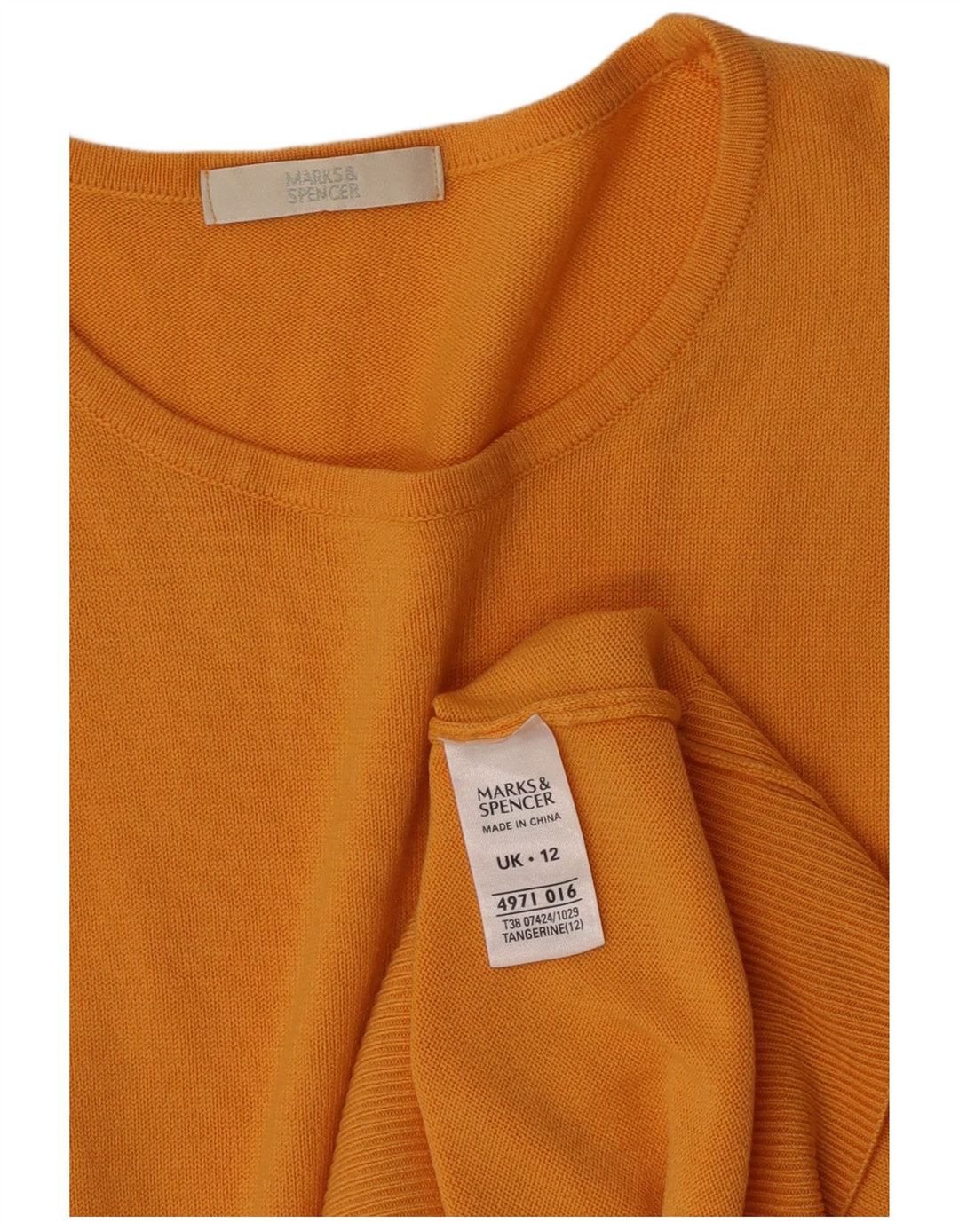 Marks & Spencer Womens Crew Neck Jumper Sweater UK 12 Medium Orange Acrylic