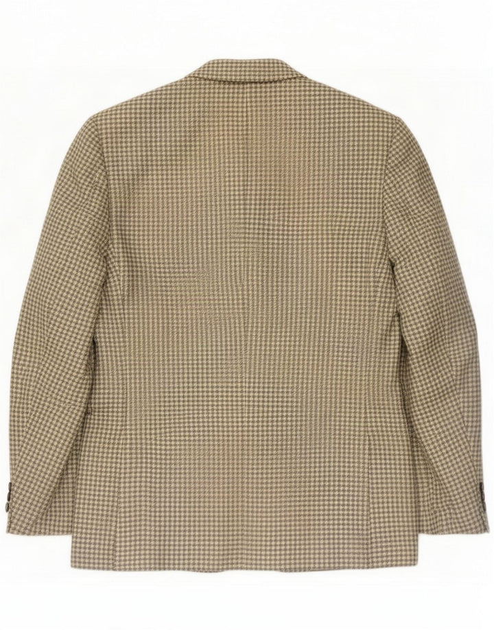Stefanel Mens 3 Button Blazer Jacket IT 46 Small Grey Check Wool