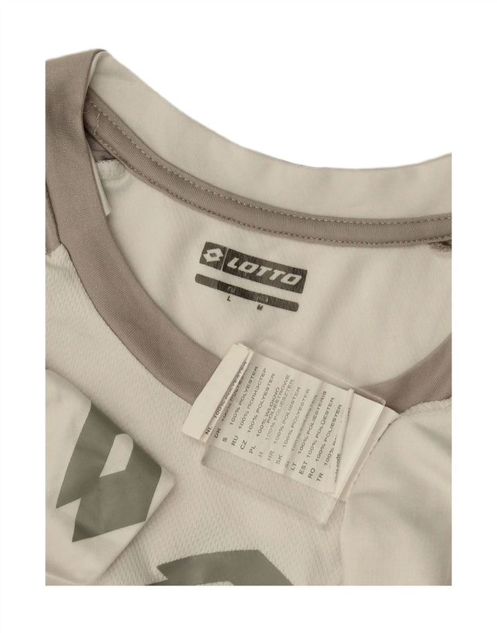 LOTTO Mens Graphic T-Shirt Top Medium White Colourblock Polyester
