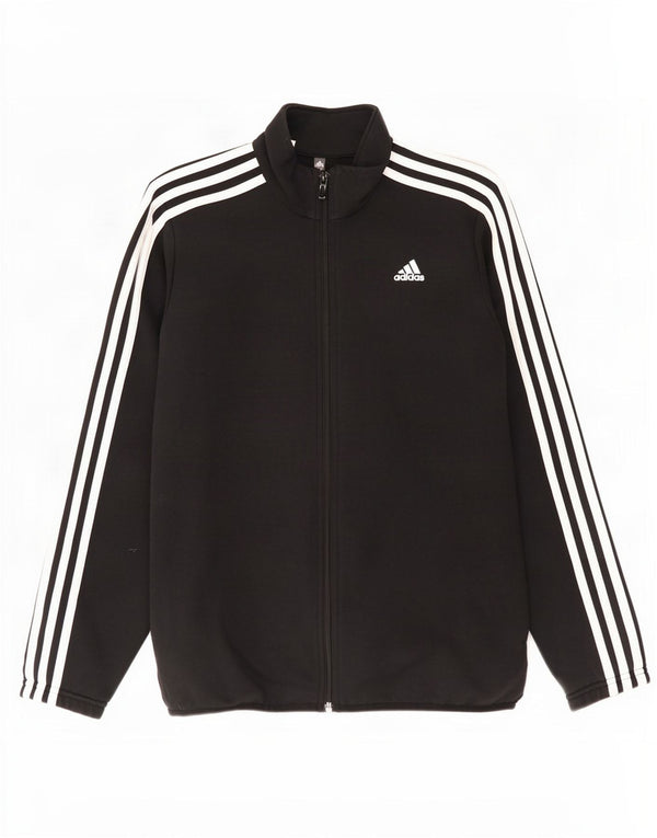 Adidas Boys Tracksuit Top Jacket 13-14 Years Black Cotton