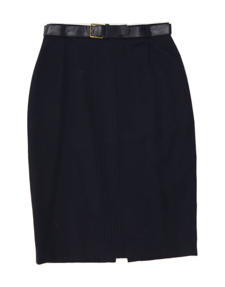 VINTAGE Womens Pencil Skirt IT 44 Medium W30  Navy Blue Wool Vintage Vintage and Second-Hand Vintage from Messina Hembry 