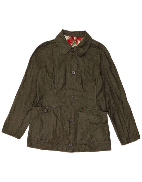 Barbour Womens Waxed Cotton Jacket UK 10 Small Khaki