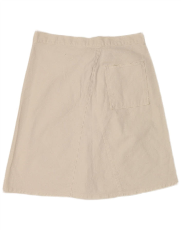 Benetton Womens Denim A-Line Skirt IT 44 Medium W30  Off White Cotton
