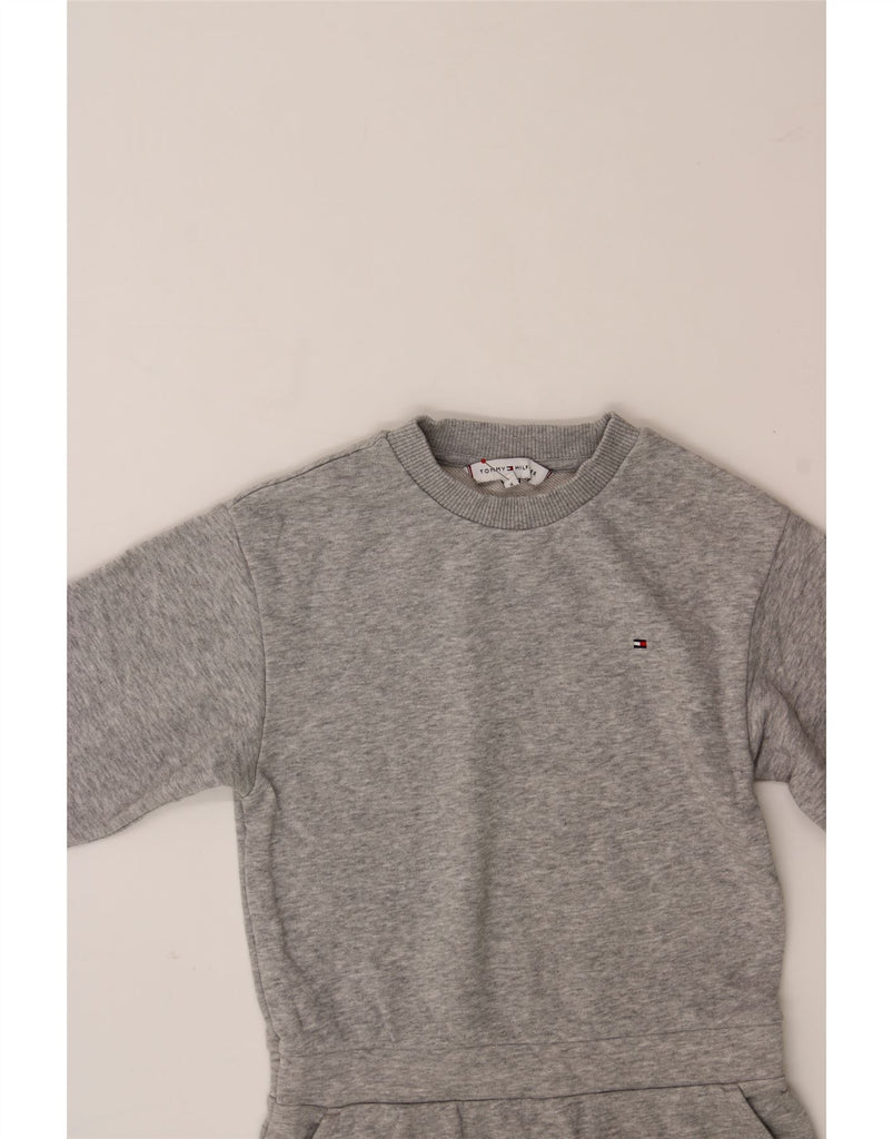 TOMMY HILFIGER Girls Jumper Dress 7-8 Years Grey Cotton Vintage Tommy Hilfiger and Second-Hand Tommy Hilfiger from Messina Hembry 