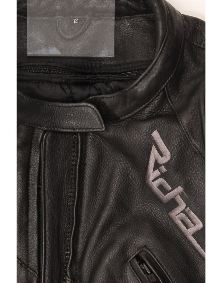 RICHA Womens Moto Racer Leather Jacket UK 12 Medium Black Leather Vintage Richa and Second-Hand Richa from Messina Hembry 