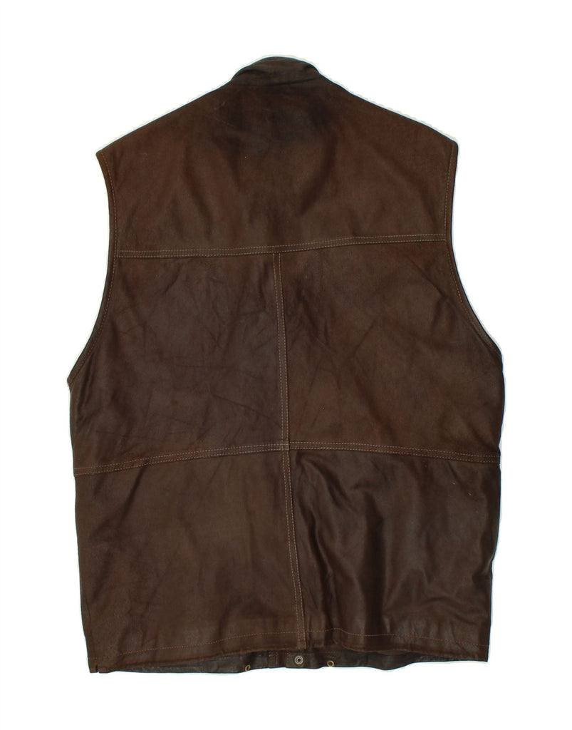 VINTAGE Mens Leather Gilet UK 36 Small Brown Leather Vintage Vintage and Second-Hand Vintage from Messina Hembry 