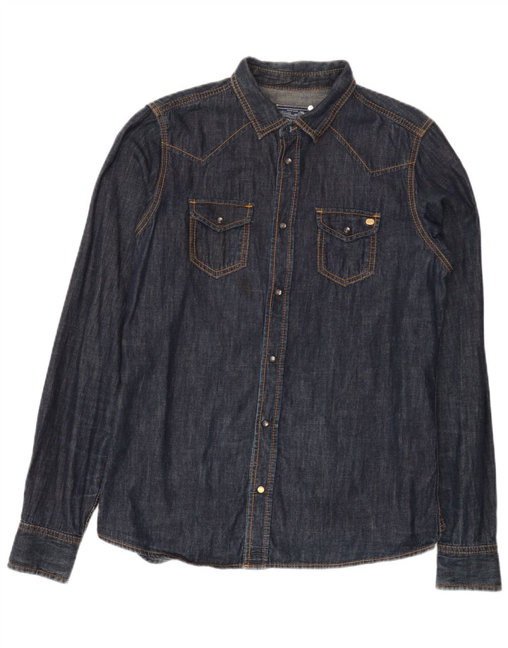 Diesel Mens Denim Shirt Large Navy Blue Cotton