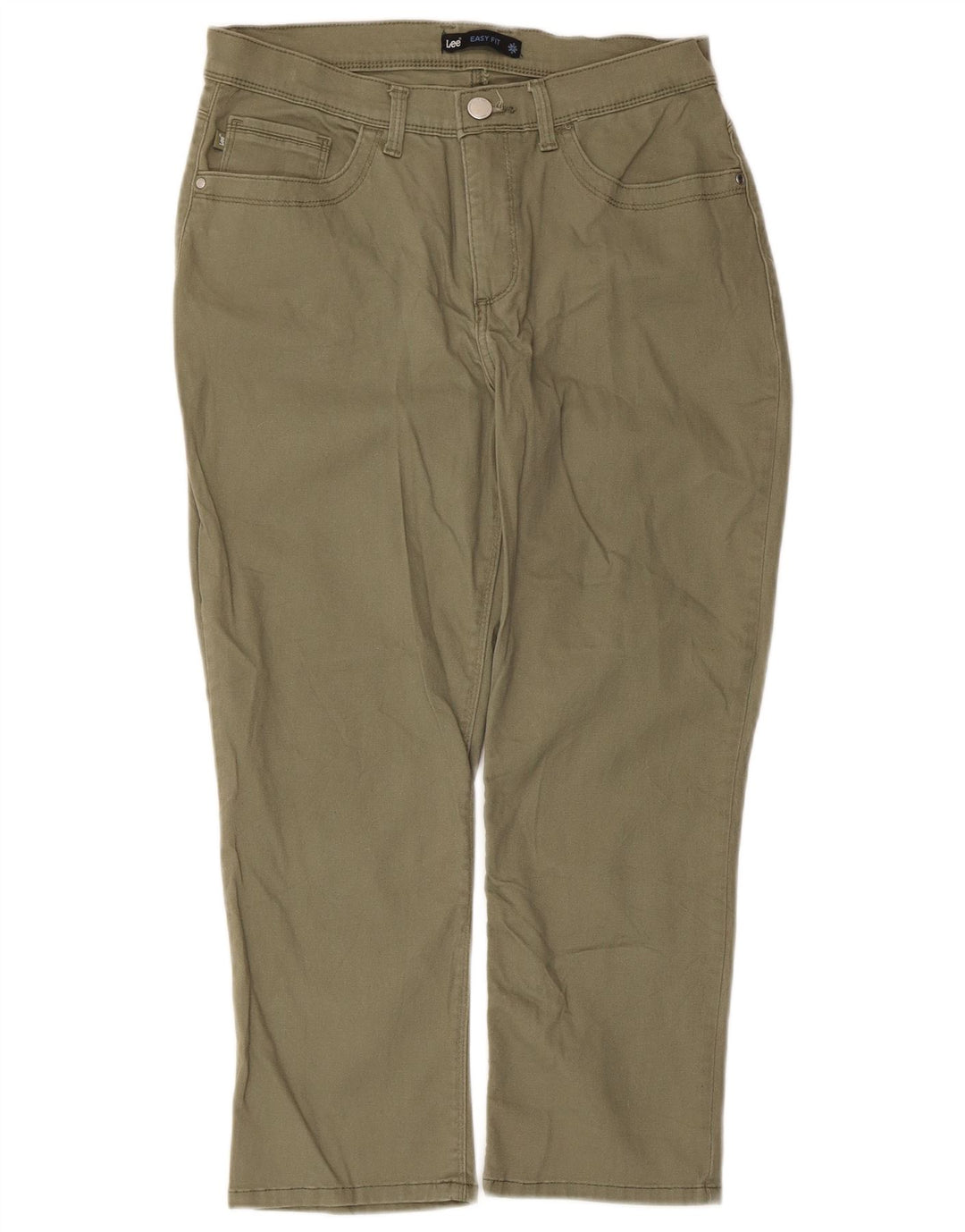 Lee Womens Easy Fit Capri Trousers US 8 Medium W30 L22 Khaki Cotton