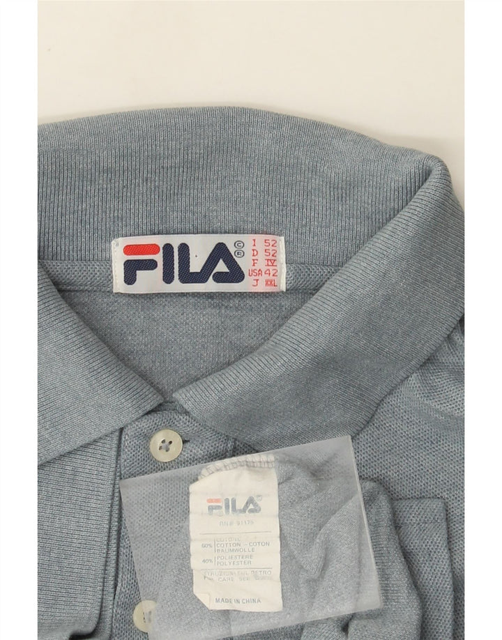 Fila Mens Polo Shirt IT 52 Large Blue Cotton