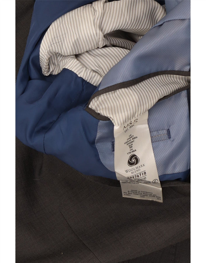 Marks & Spencer Mens 2 Button Blazer Jacket UK 40 Medium Grey Wool
