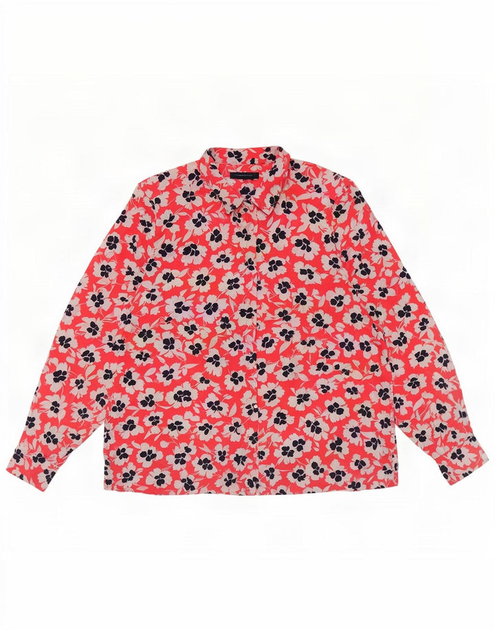 Marks & Spencer Womens Oversized Shirt Blouse UK 18 XL Red Floral Polyester