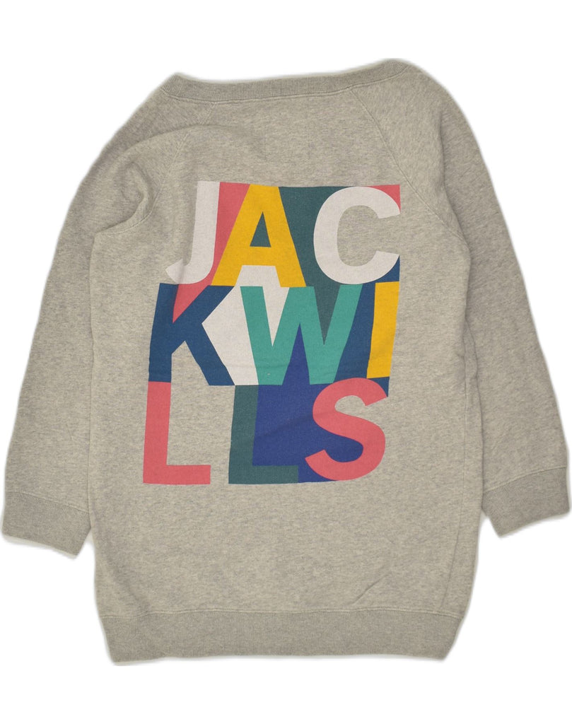 JACK WILLS Womens Graphic Sweatshirt Jumper UK 8 Small Grey Cotton | Vintage Jack Wills | Thrift | Second-Hand Jack Wills | Used Clothing | Messina Hembry 