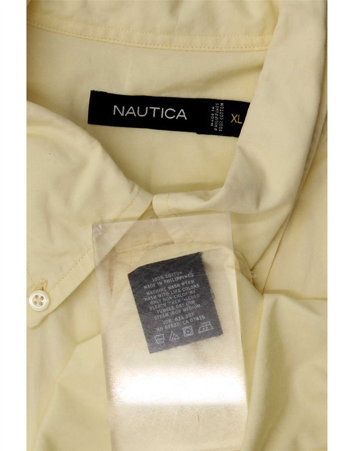Nautica Mens Short Sleeve Shirt XL Yellow Cotton