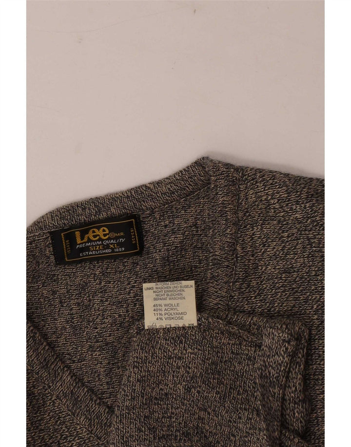 Lee Mens V-Neck Jumper Sweater XL Grey Flecked Wool