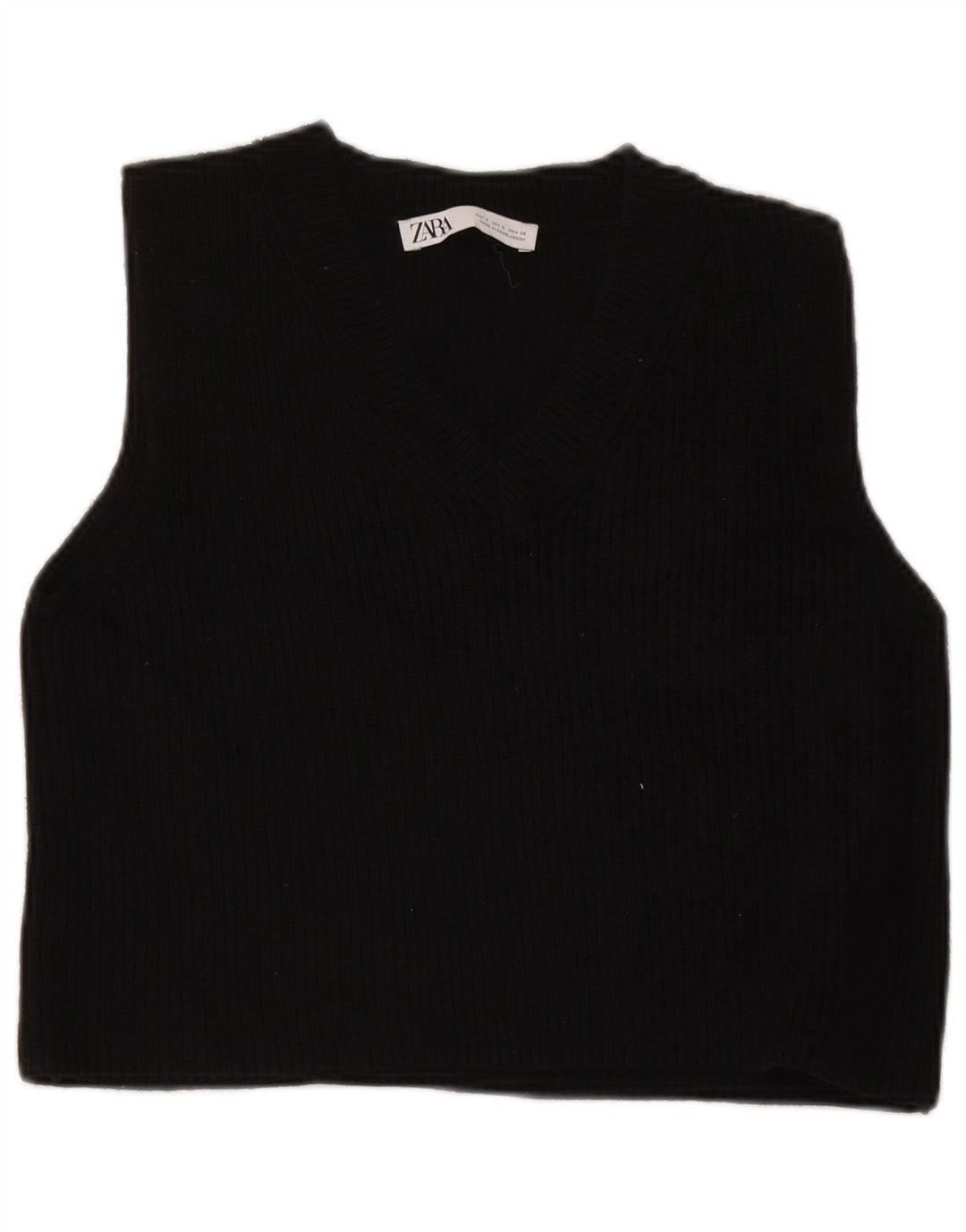 Zara Womens Crop Vest Tank Top UK 10 Small Black