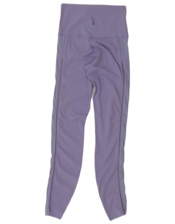 Nike Womens Dri Fit Leggings UK 4 XS Purple Nylon