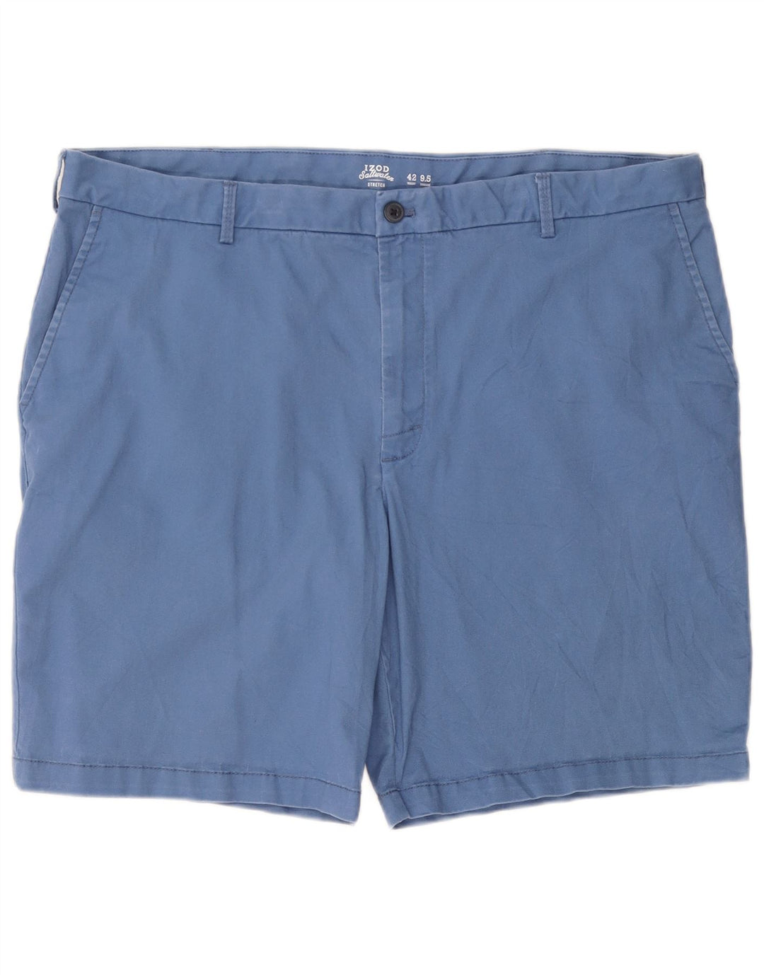 IZOD Mens Stretch Chino Shorts W42 2XL Blue Cotton