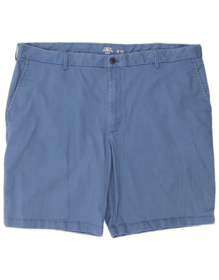 IZOD Mens Stretch Chino Shorts W42 2XL Blue Cotton