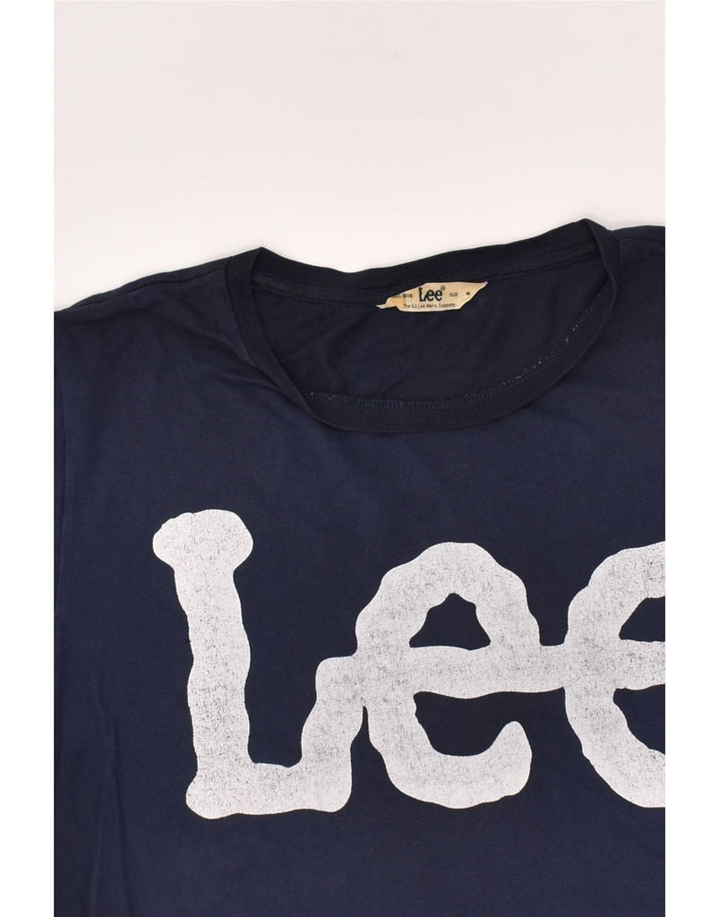LEE Womens Graphic T-Shirt Top UK 14 Medium Navy Blue Cotton | Vintage Lee | Thrift | Second-Hand Lee | Used Clothing | Messina Hembry 