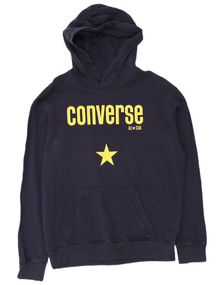 Converse Mens Graphic Hoodie Jumper Large Navy Blue Cotton