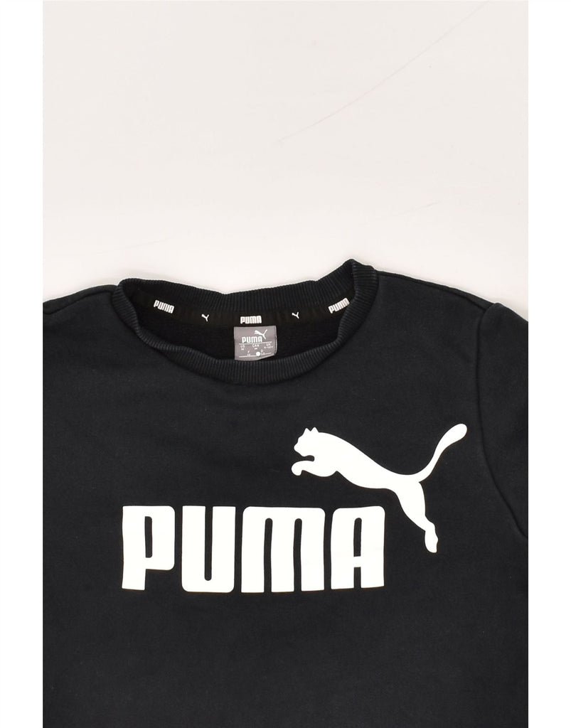 PUMA Boys Graphic Sweatshirt Jumper 9-10 Years Black Cotton | Vintage Puma | Thrift | Second-Hand Puma | Used Clothing | Messina Hembry 