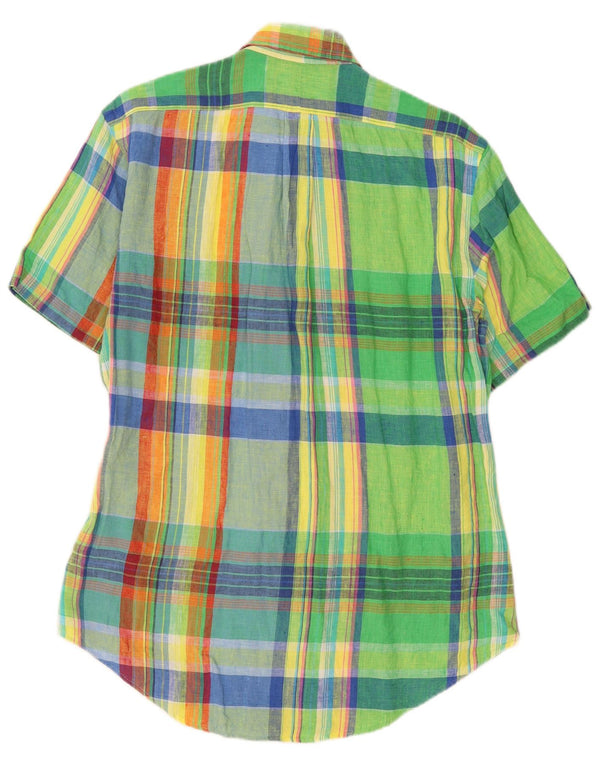 Ralph Lauren Mens Short Sleeve Shirt Medium Multicoloured Plaid Linen