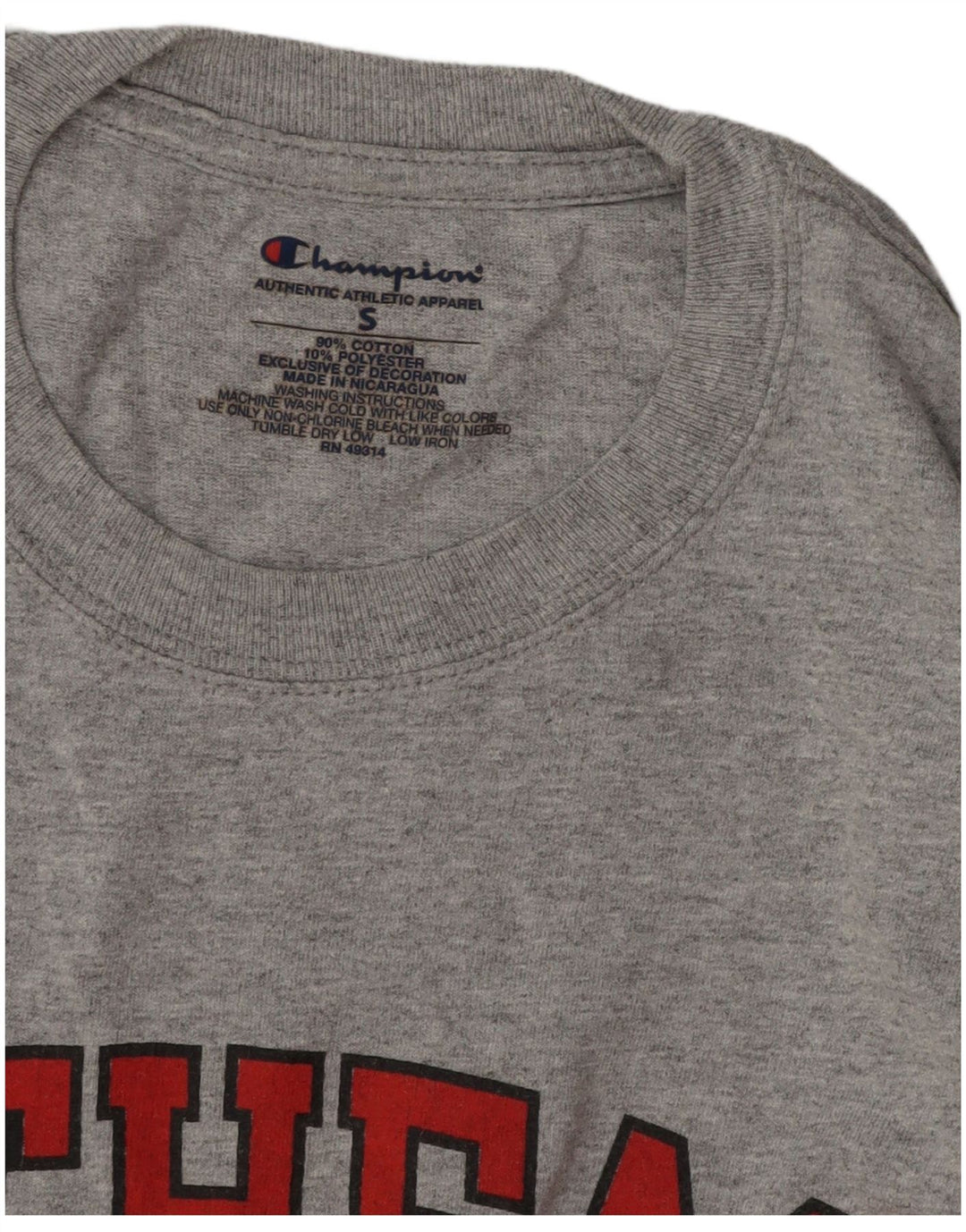 CHAMPION Mens Graphic T-Shirt Top Small Grey Cotton