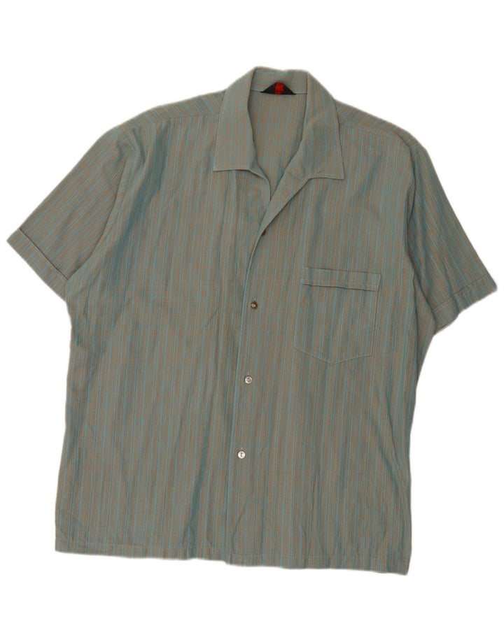 Van Heusen Mens Short Sleeve Shirt XL Blue Check Cotton
