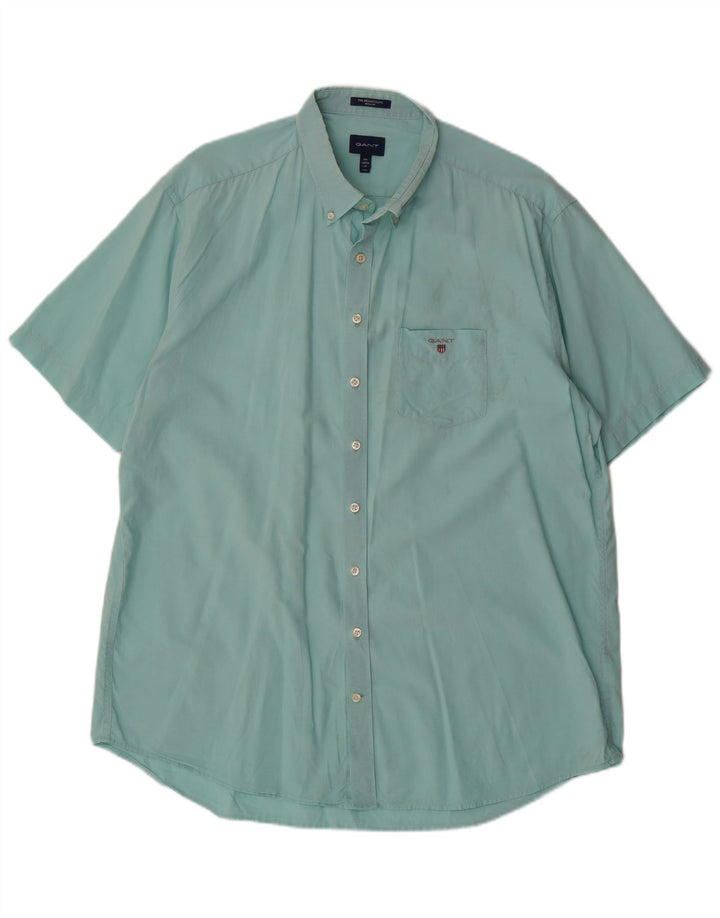 GANT Mens Short Sleeve Shirt Size 45/46 18 2XL Turquoise Cotton