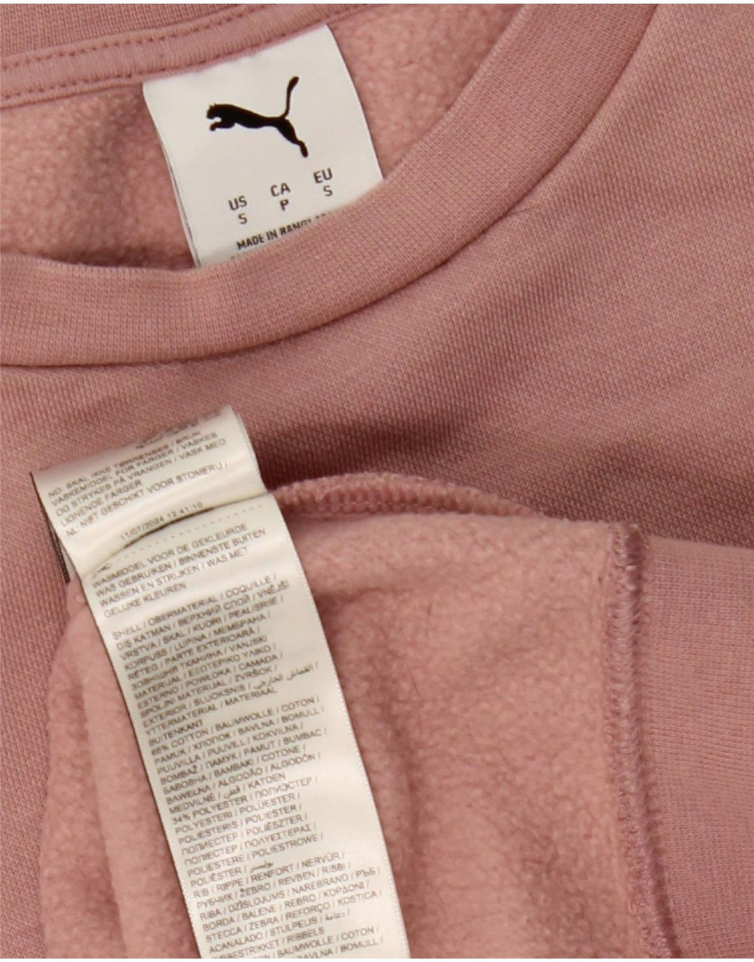 Puma Womens Oversized Sweatshirt Jumper UK 10 Small Pink Cotton