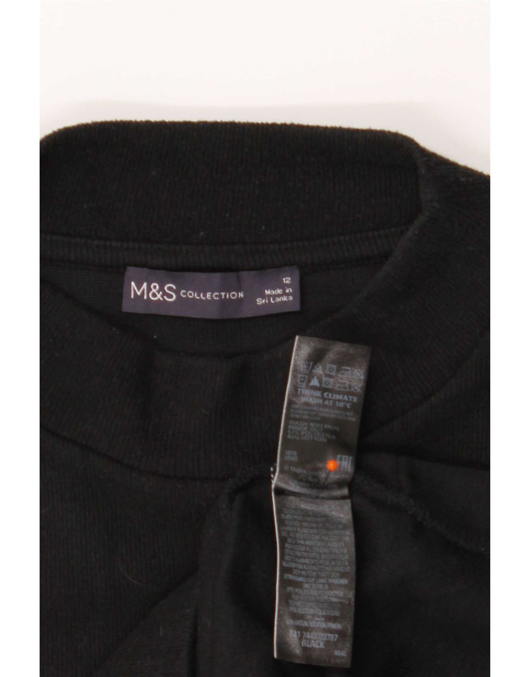 Marks & Spencer Womens Long Sleeve Tunic Top UK 12 Medium Black Polyester