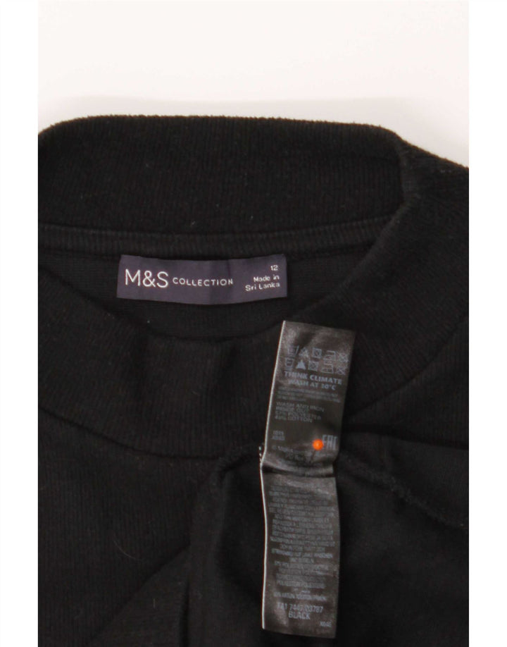 Marks & Spencer Womens Long Sleeve Tunic Top UK 12 Medium Black Polyester