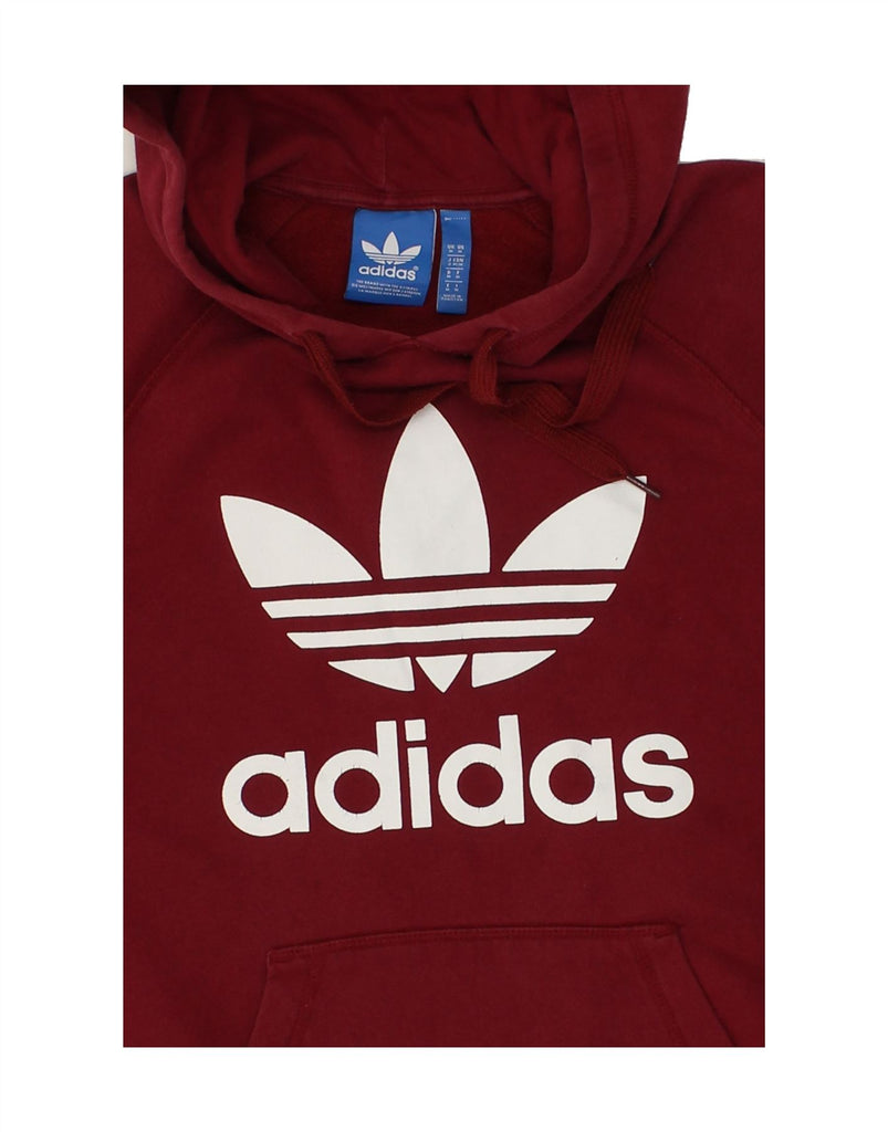 ADIDAS Womens Graphic Hoodie Jumper UK 14 Medium Red Cotton | Vintage Adidas | Thrift | Second-Hand Adidas | Used Clothing | Messina Hembry 