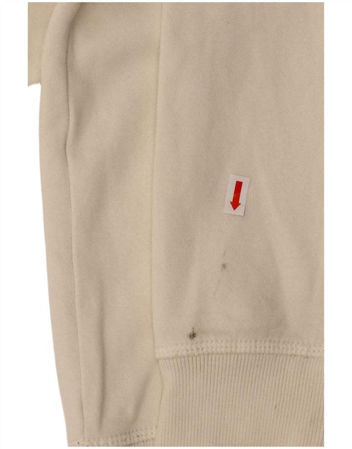 CHAMPION Womens Graphic Hoodie Jumper UK 14 Medium White Cotton