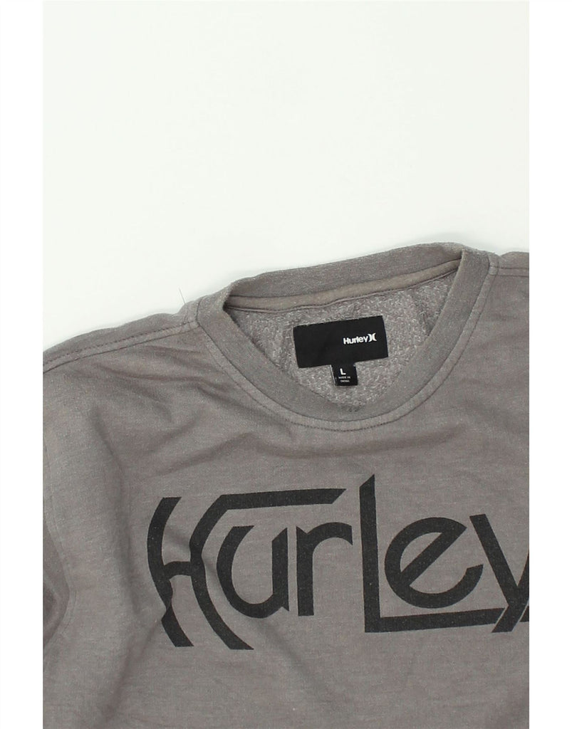 HURLEY Mens Graphic Sweatshirt Jumper Large Grey Cotton | Vintage Hurley | Thrift | Second-Hand Hurley | Used Clothing | Messina Hembry 