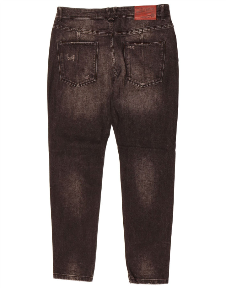 Zara Mens Distressed Slim Jeans EU 44 Large W34 L30 Black Cotton