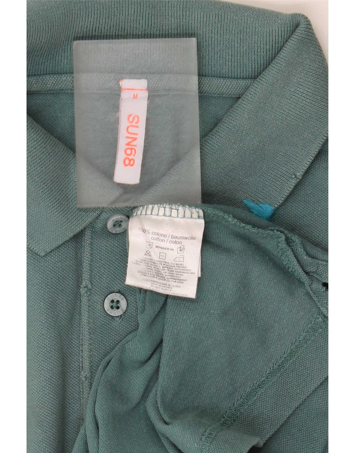 Sun68 Mens Polo Shirt Medium Green Cotton