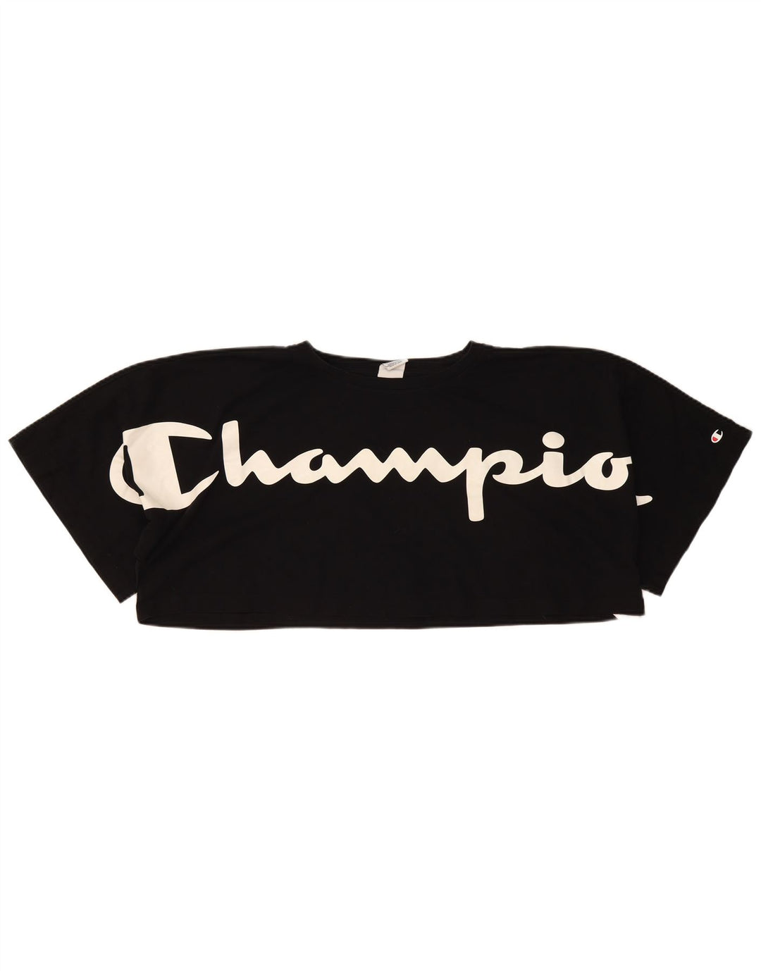 Champion Womens Crop Oversized Graphic T-Shirt Top UK 14 Medium Black
