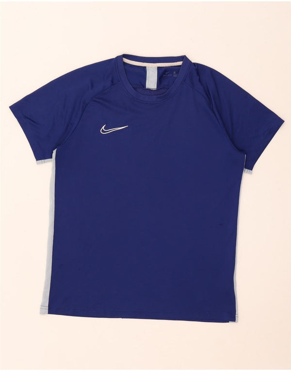 Nike Mens Dri Fit T-Shirt Top Large Blue Colourblock Polyester
