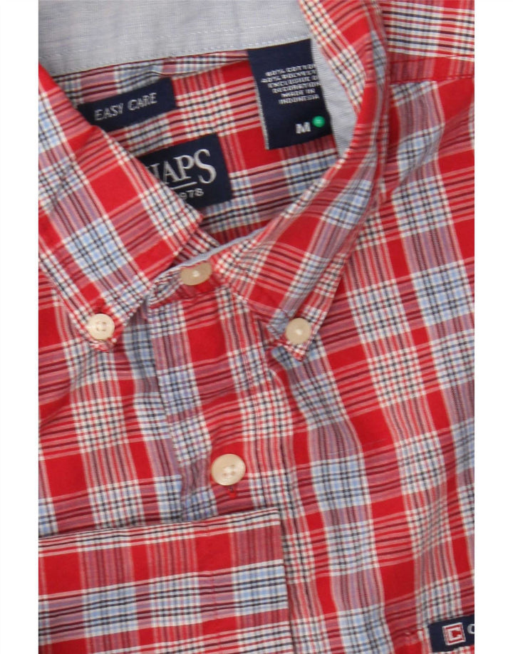 Chaps Mens Short Sleeve Shirt Medium Red Check Cotton