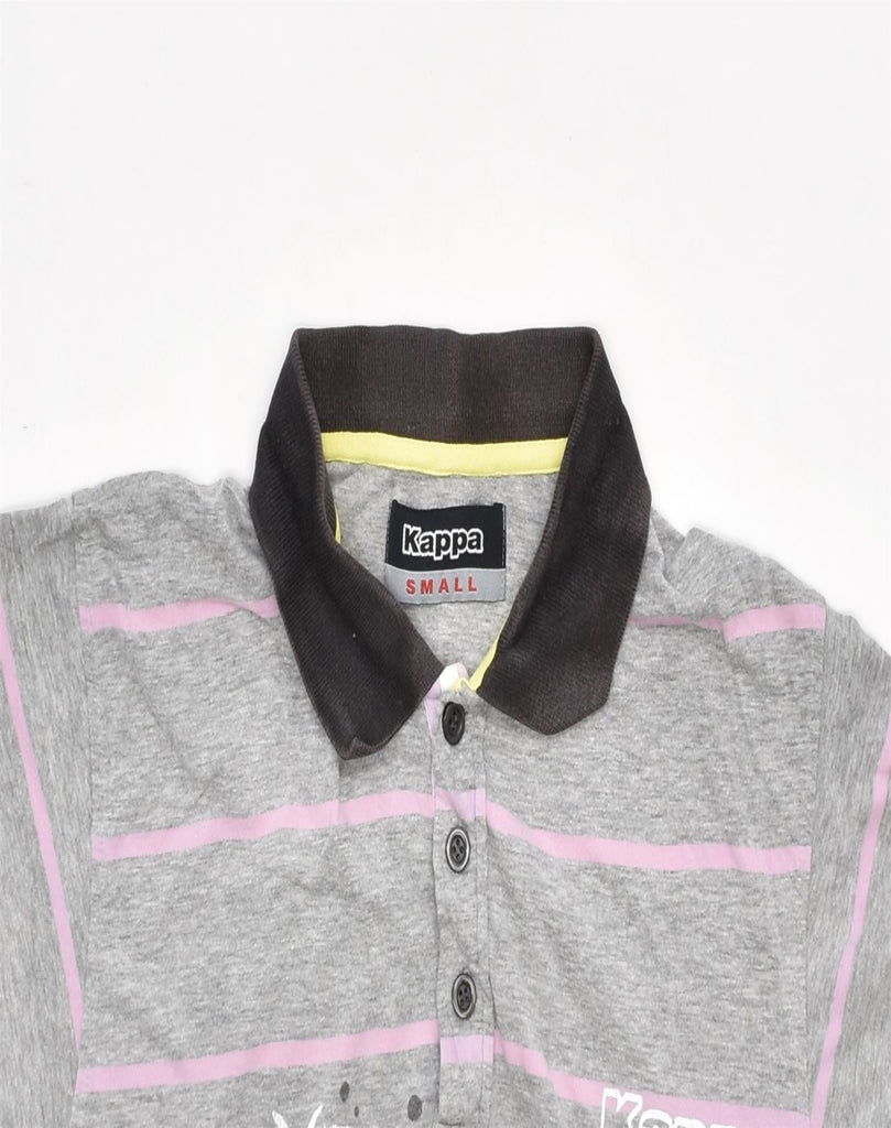 KAPPA Mens Graphic Polo Shirt Small Grey Striped Cotton | Vintage | Thrift | Second-Hand | Used Clothing | Messina Hembry 