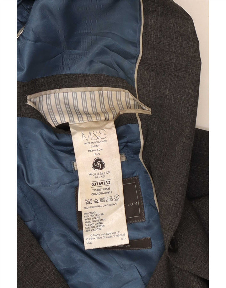 Marks & Spencer Mens 2 Button Blazer Jacket UK 40 Medium Grey Wool