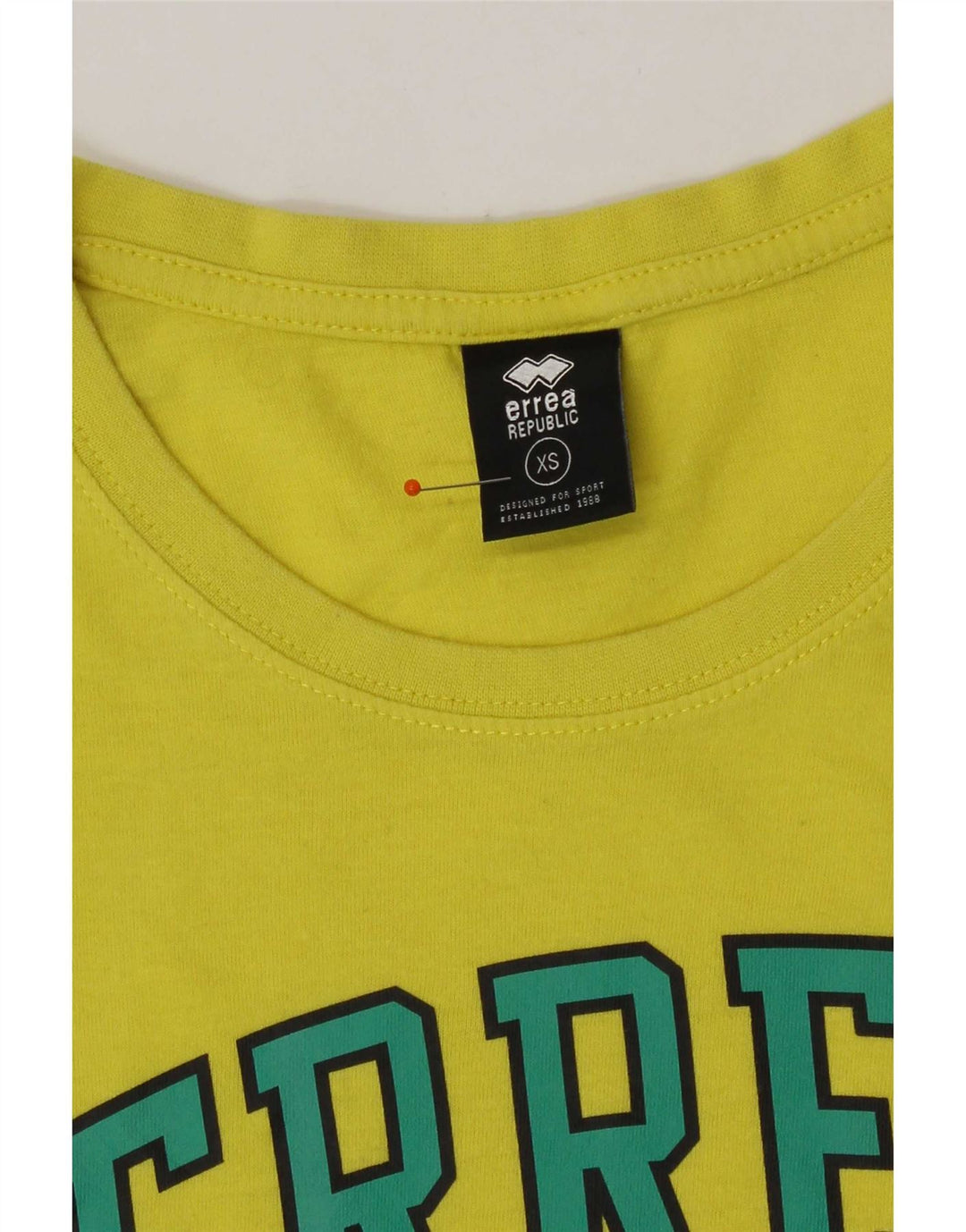 Errea Mens Graphic T-Shirt Top XS Yellow Cotton